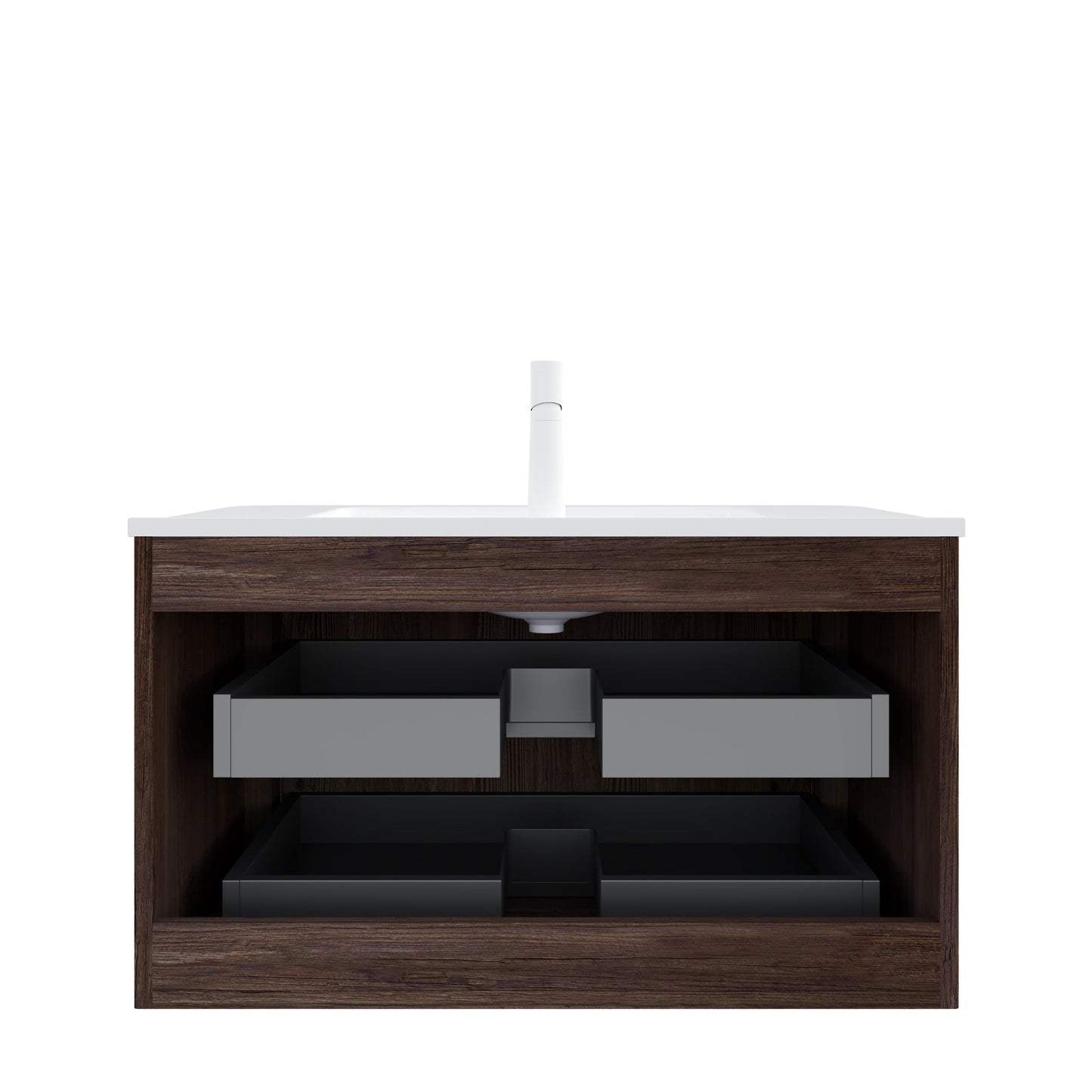 Noor 36" Bathroom Vanity with Sink, Wall-Mounted Floating Plywood Cabinet with 2 Drawers