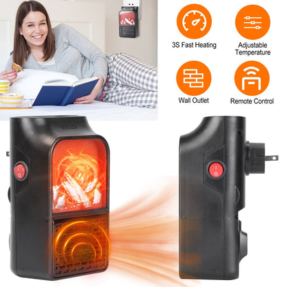 800W Plug-In Space Heater with 360° Rotatable Plug & Remote