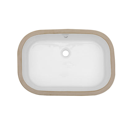 Undermount Bathroom Sink 22" X 15.25" With Overflow Sleek, High Temperature Fired, Stain Resistant, Smooth Polished Surface - White