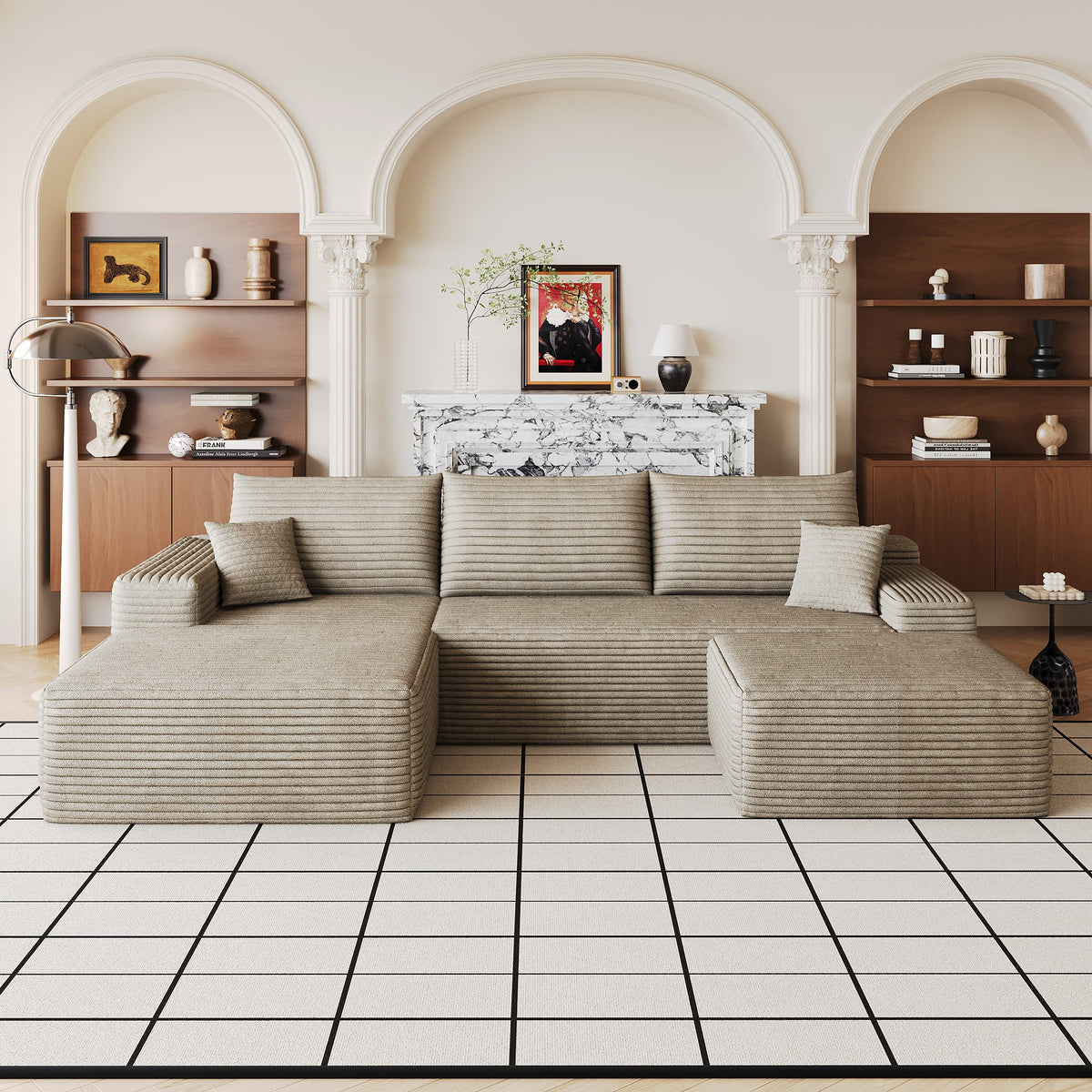 107" Cloud Sectional Sofa with Ottoman