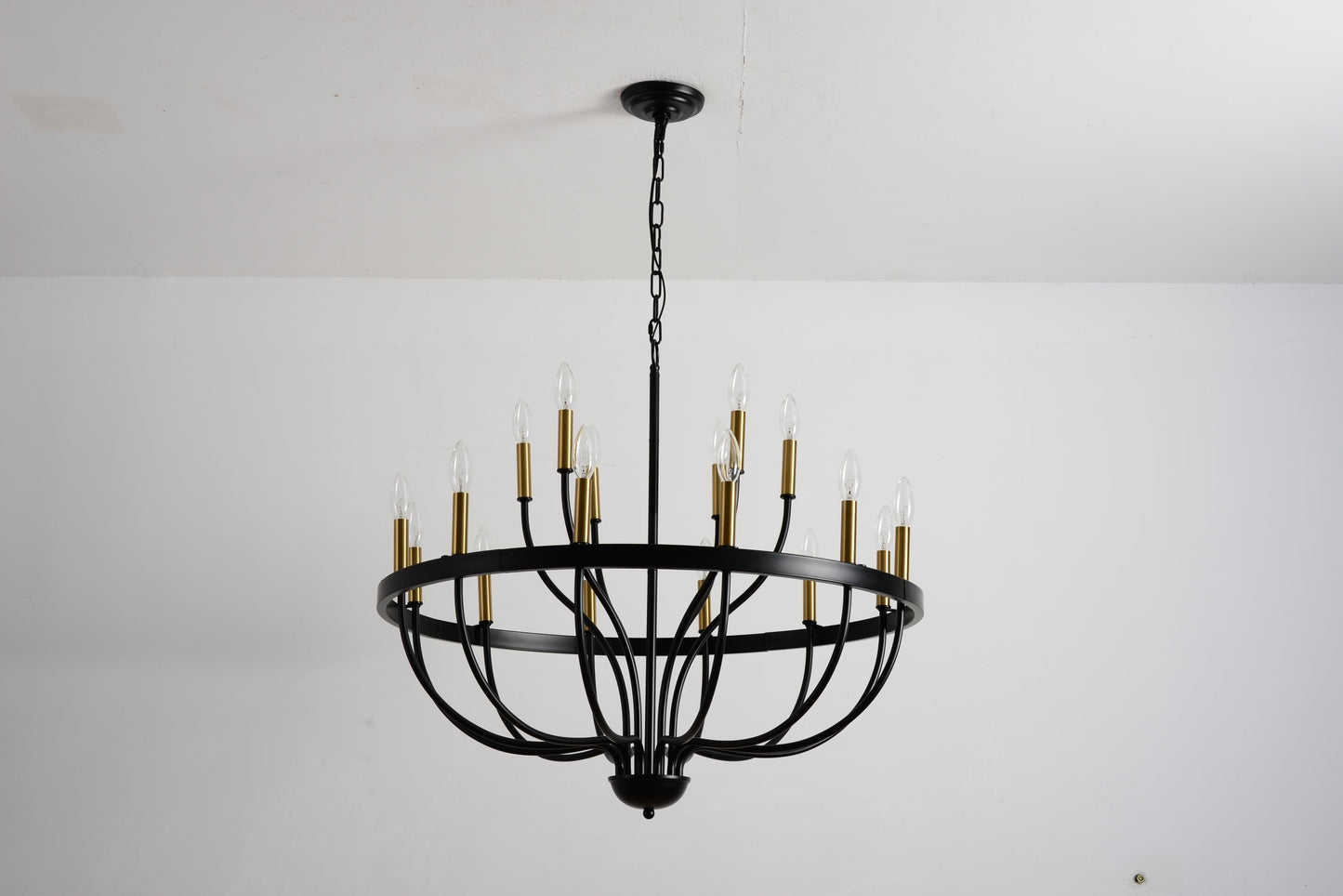 15-Light Industrial Iron Candle Chandelier Modern Farmhouse Pendant Light