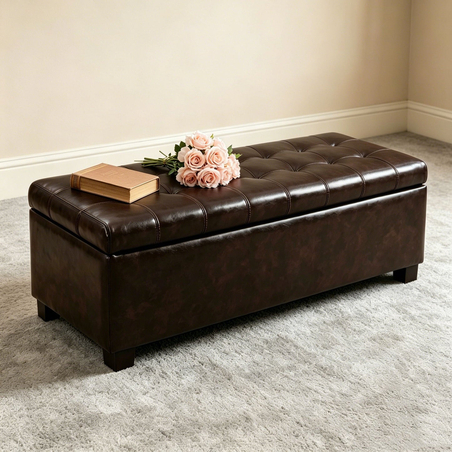 Elegant Tufted Storage Ottoman Bench