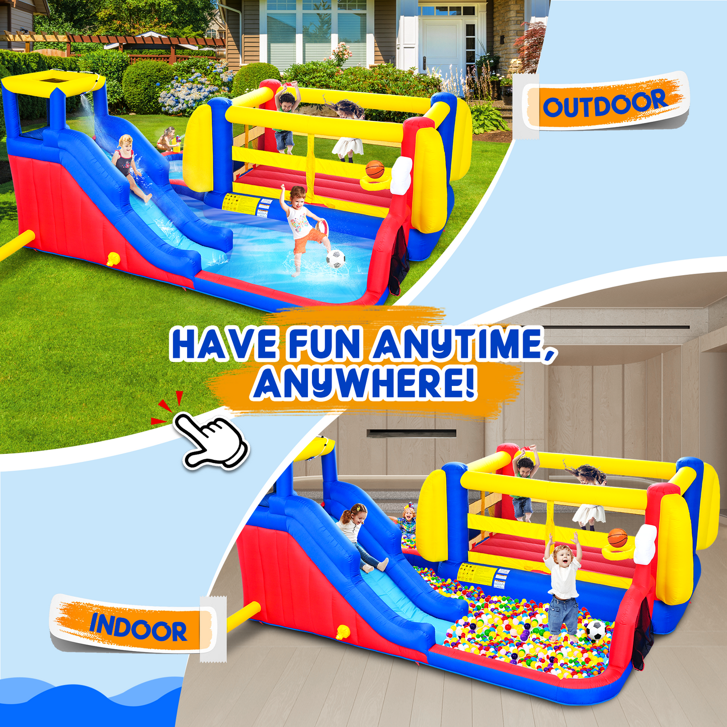 7 in 1 Inflatable Slide Water Park for Kids