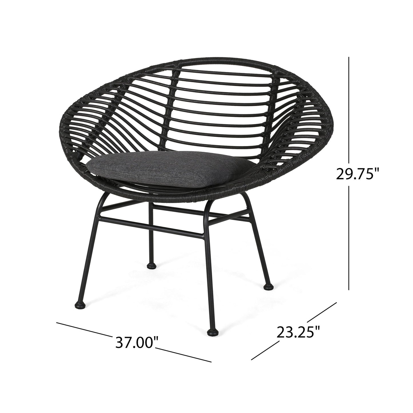 Cordella Outdoor Woven Wicker Chairs with Cushions, Set of 2