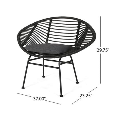 Cordella Outdoor Woven Wicker Chairs with Cushions, Set of 2