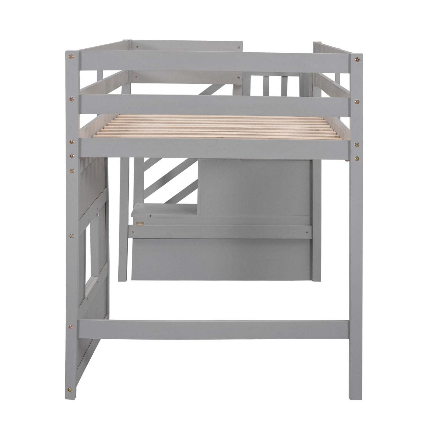 Loft Bed With Storage Staircase, Window & LED Light