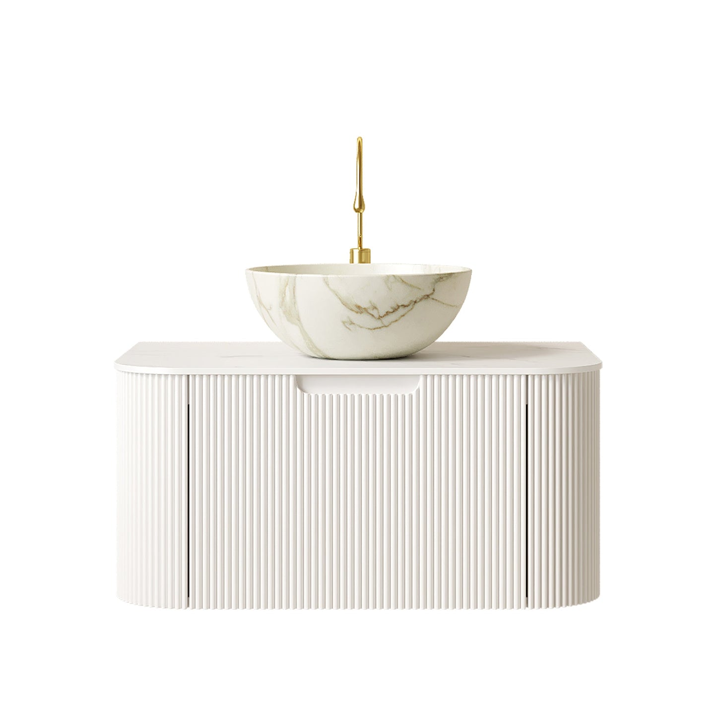 DINA 30" Bathroom Vanity & Sink with Floating Curved Edges