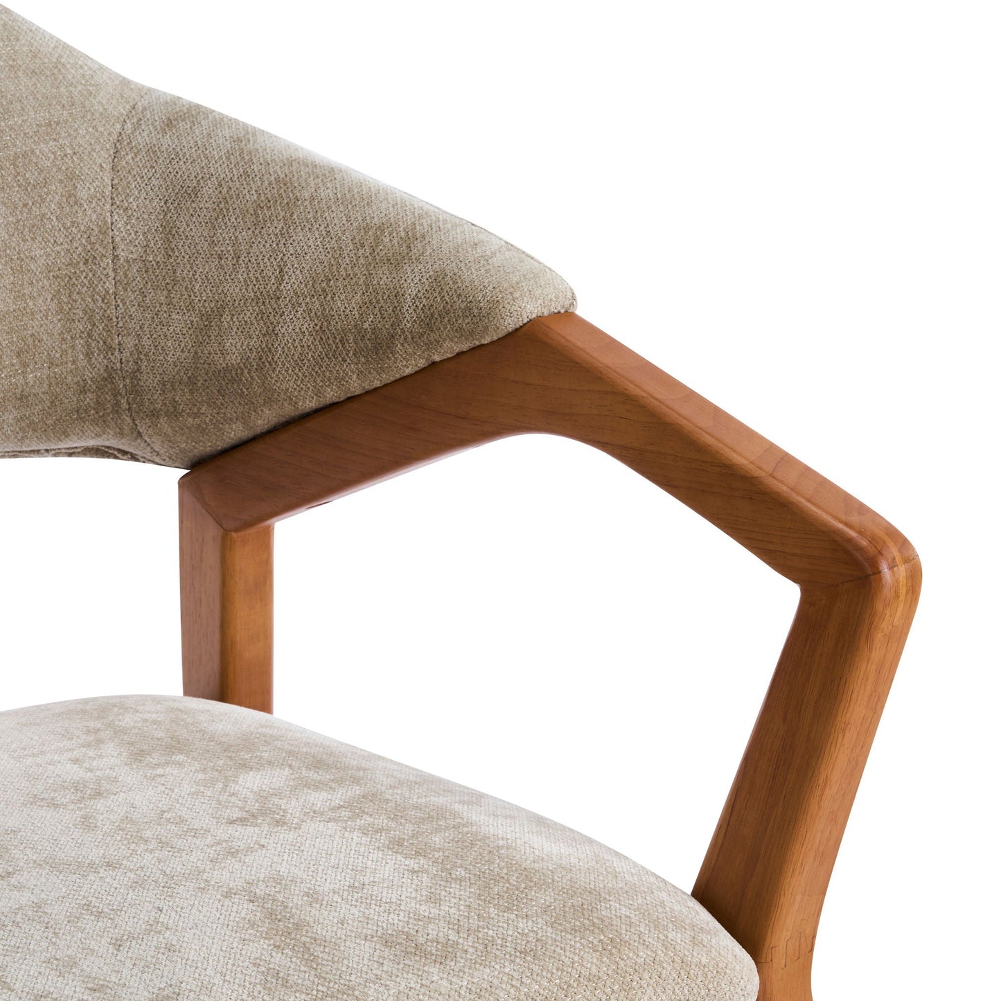 Indoor Upholstered Dining Chair Set of 2 - Oatmeal / Teak