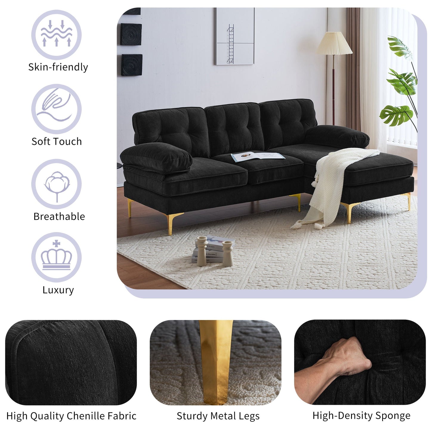 Modern L Shaped Sectional Sofa For Living Room