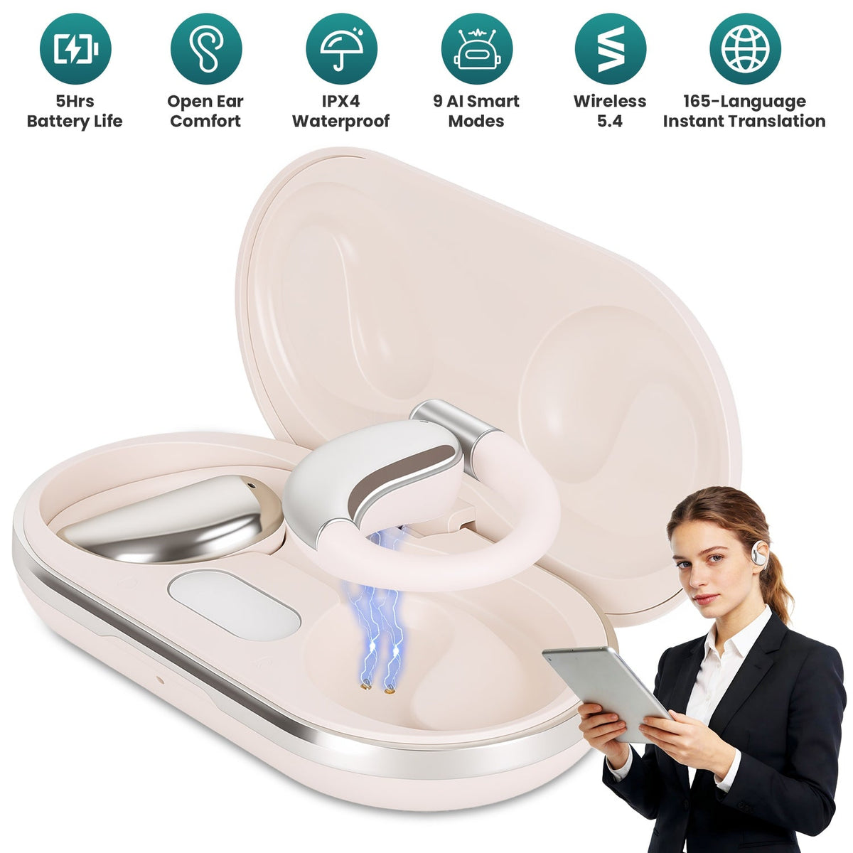 AI Translation Earbuds with 165 Languages & Real-Time Audio