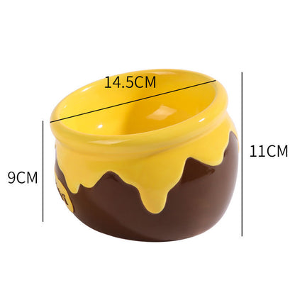 Cat Bowl Food Basin Ceramic Dog Bowl High Foot Oblique Mouth Protection Cervical Spine