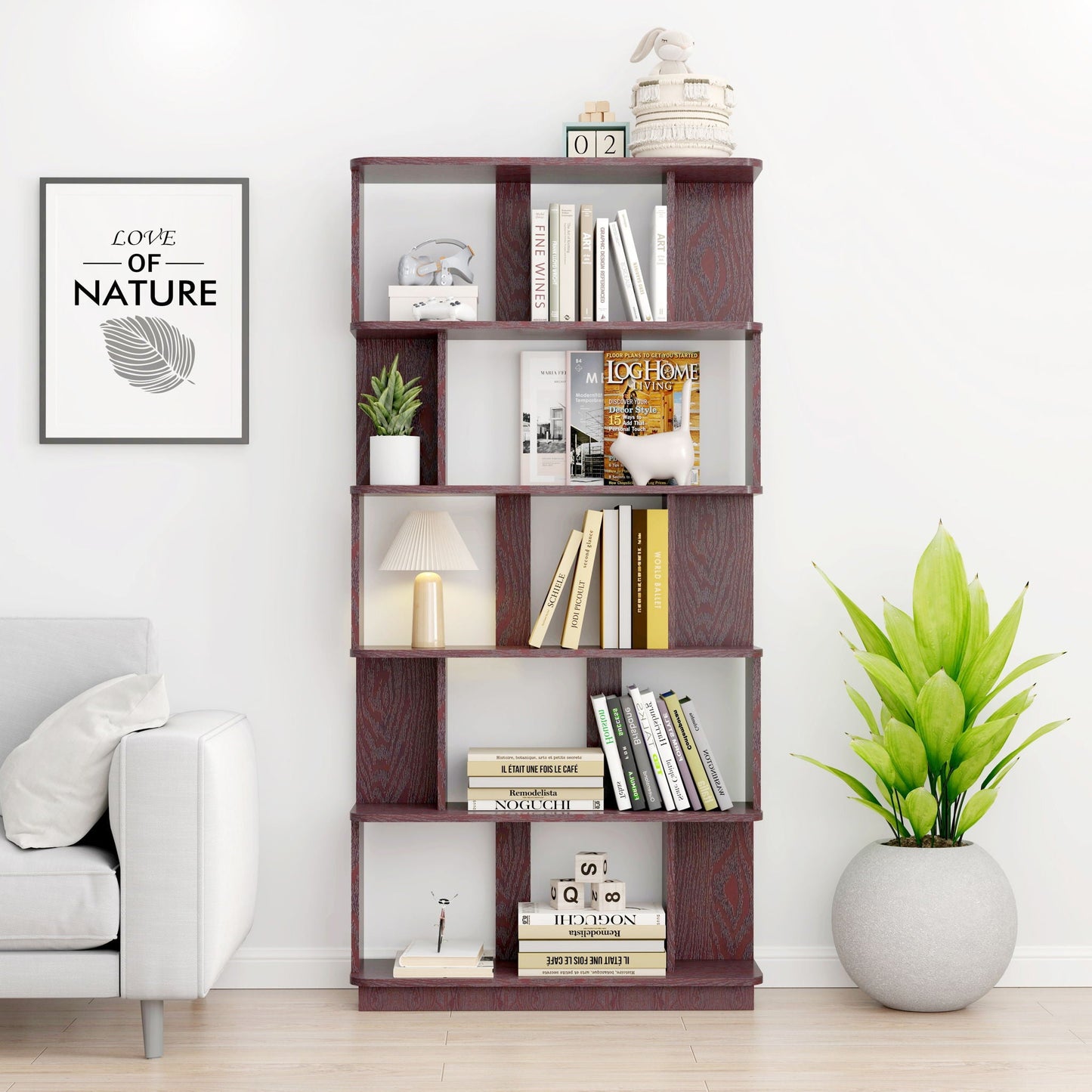 Modern 5 Tier Open Storage Bookcase