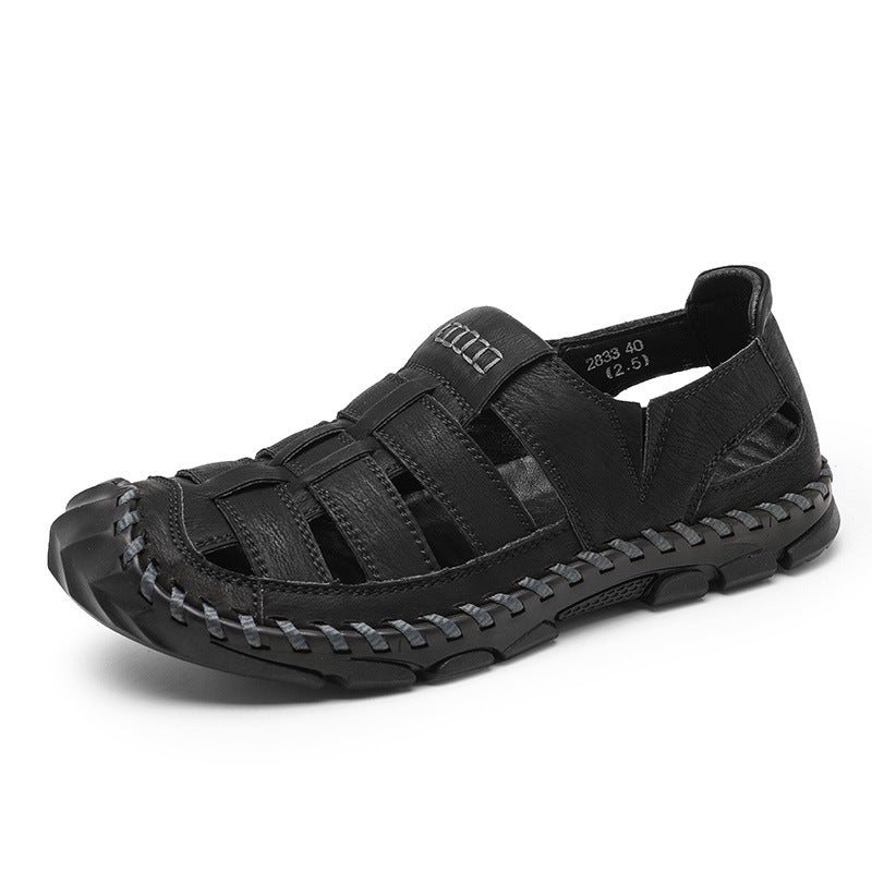 Plus-size Mens Hollow-out Sandals With A Sewn-in Sole