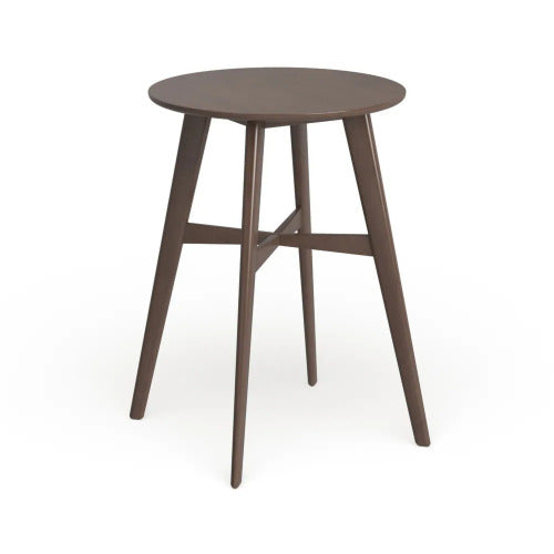 Mid-Century Modern Round Wooden Bar Table – 42" High Bar Table with Tapered Legs