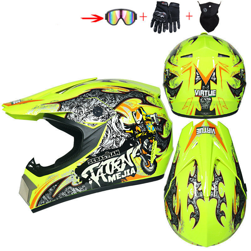 Youth Off-Road Motorcycle Helmet - [green] | Lightweight Motocross Full Face Shield for Dirt Bike & ATV