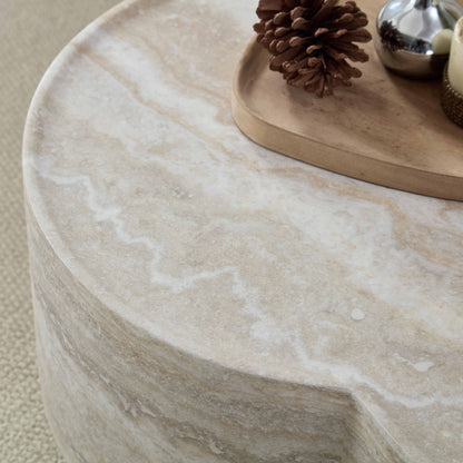 Marble Clover Round Coffee Table with Open Storage