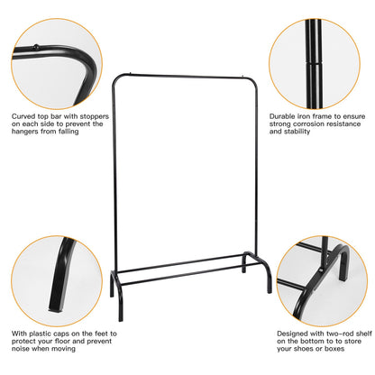 33lbs Loading Garment Racks Freestanding Clothing Racks Clothes Rack Stands Organizer with Bottom Shelf for Dormitory Home