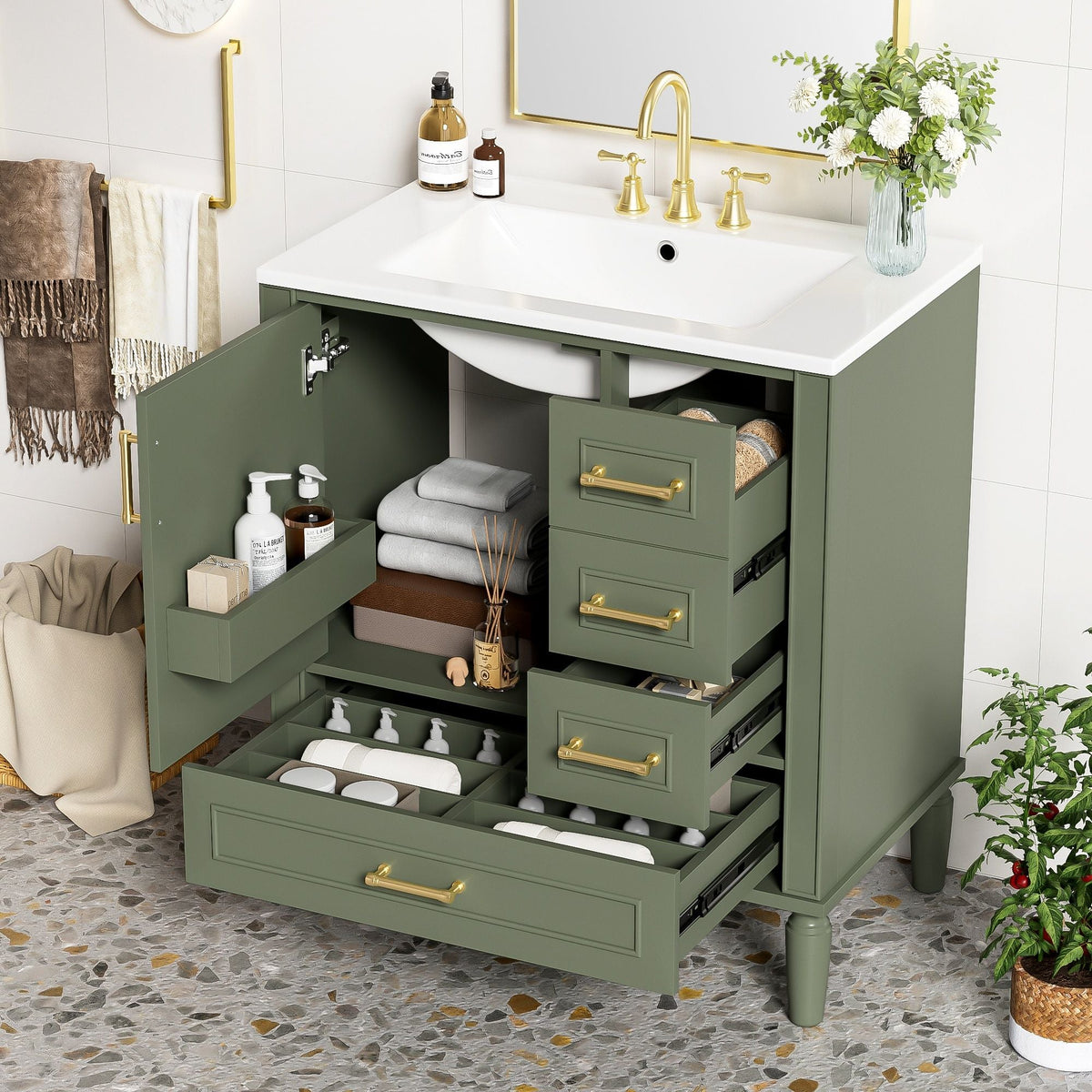 Traditional Bathroom Vanity Set With Soft Close Doors