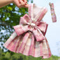 Pet Plaid Skirt Chest Strap Hand Holding Rope