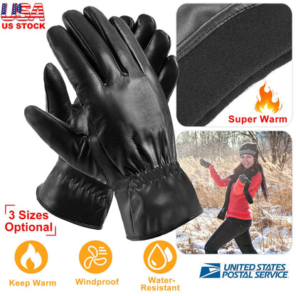 Unisex Leather Winter Warm Gloves Outdoor Windproof Soft Gloves Cycling Skiing Running Cold Winter Gloves