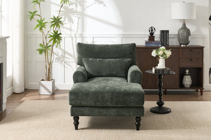 Modern Chaise Lounge Upholstered Sofa Recliner Chair in Green