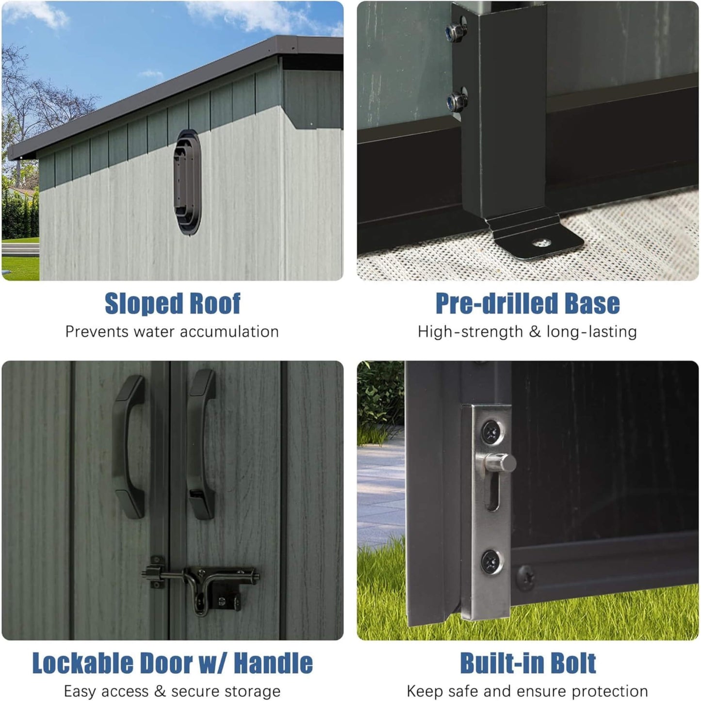 [06X08FT] Alora Outdoor Resin Storage Shed With Lockable Double Doors And Sloping Roof (SAK73286)
