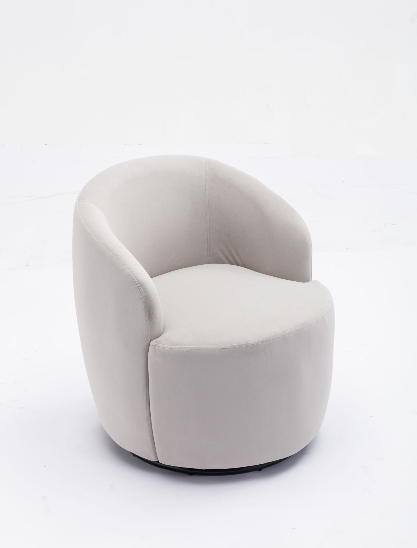 Swivel Accent Armchair Barrel Chair With Powder Coating Metal Ring