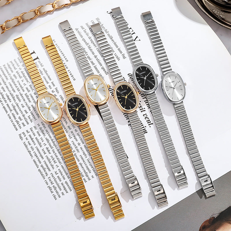 Girls Watch With A Bamboo-link Strap And An Oval Small Dial
