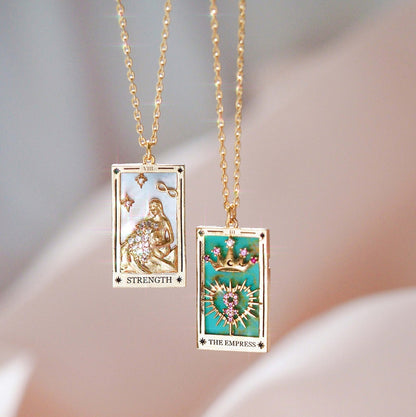 Enamel Tarot Card Pendant Necklace Collection