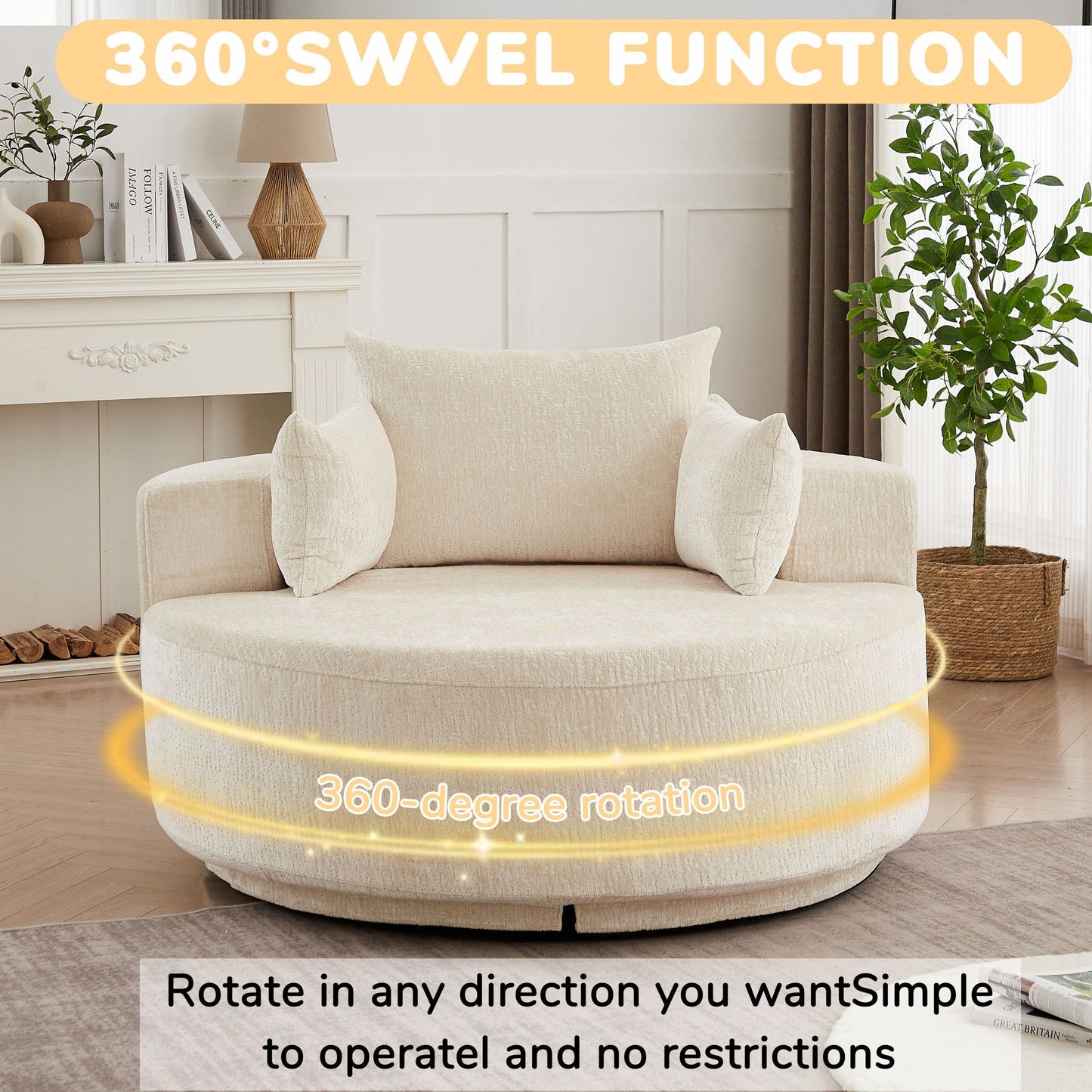 Single 360 Degree Swivel Chair For Living Room