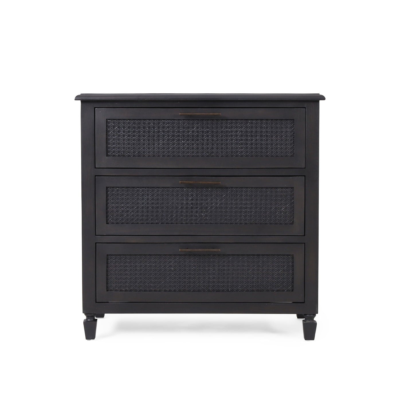 Newell Cane 3 Drawer Dresser - Dark Gray