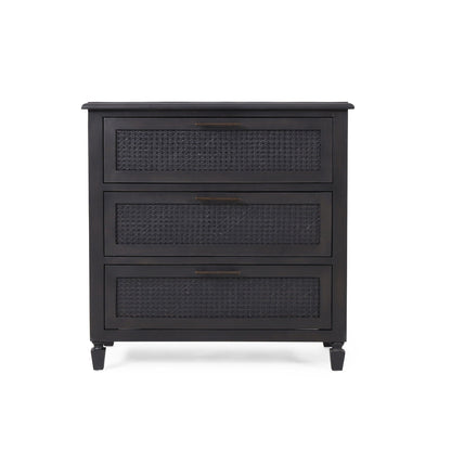 Newell Cane 3 Drawer Dresser - Dark Gray