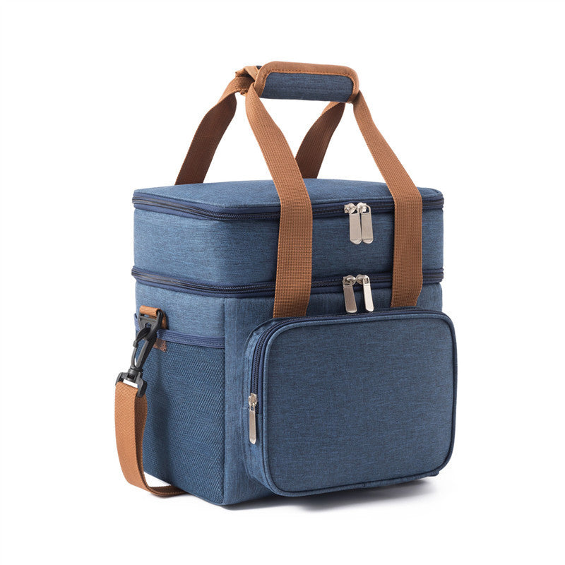 Double-layer High-capacity Lunch Bag With Thermal Insulation For Picnics