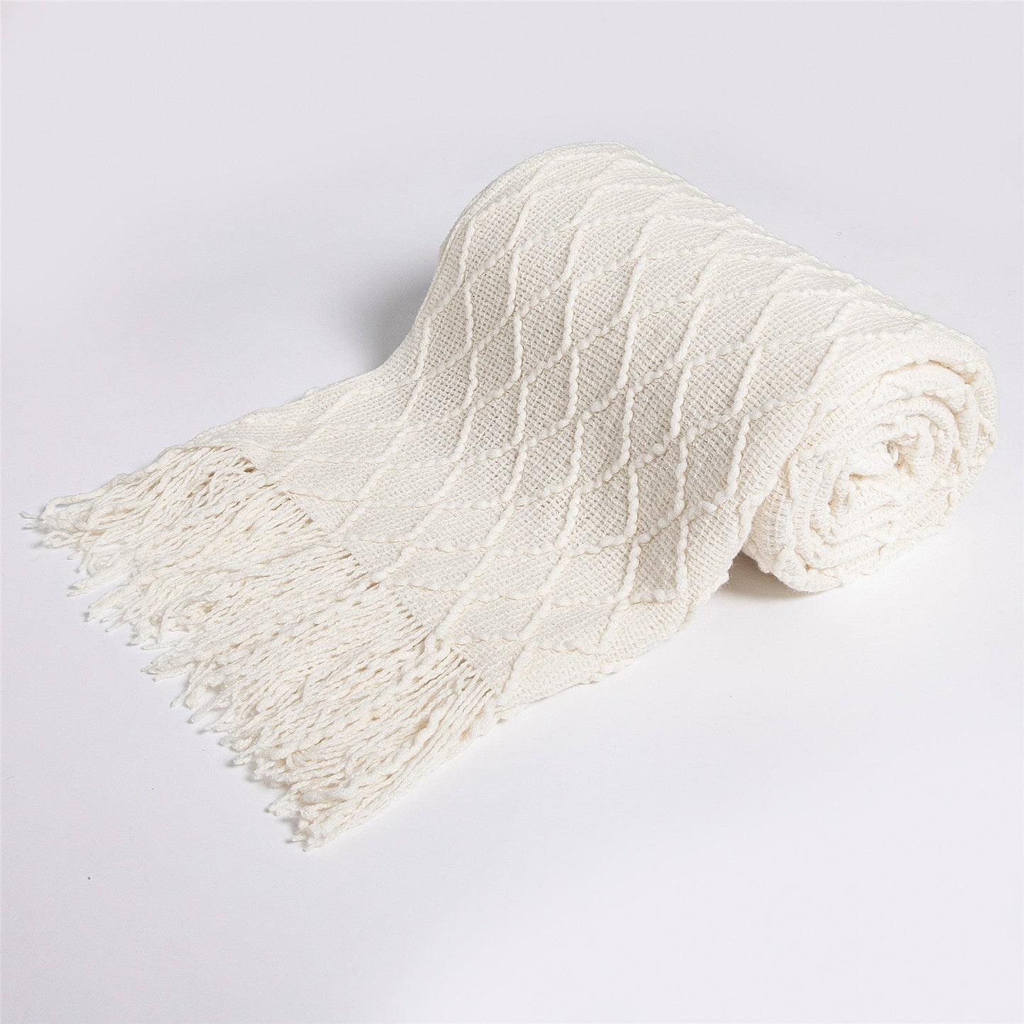 Fashion Knitted Solid Color Sofa Tassel Blanket