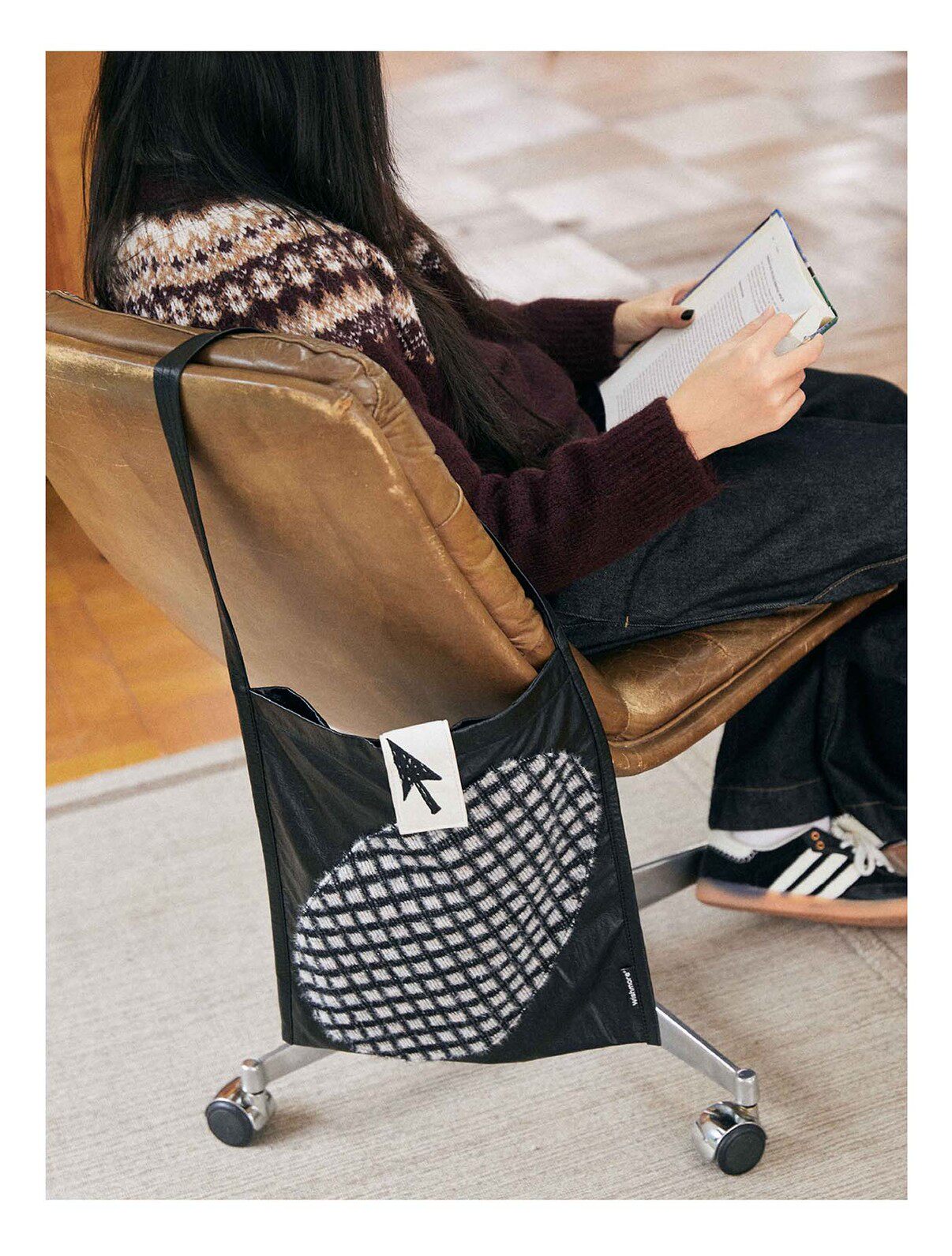 Splicing Shoulder Bag, Niche Design, Versatile Retro Bag, Original Checkered Large Capacity Bag For Women