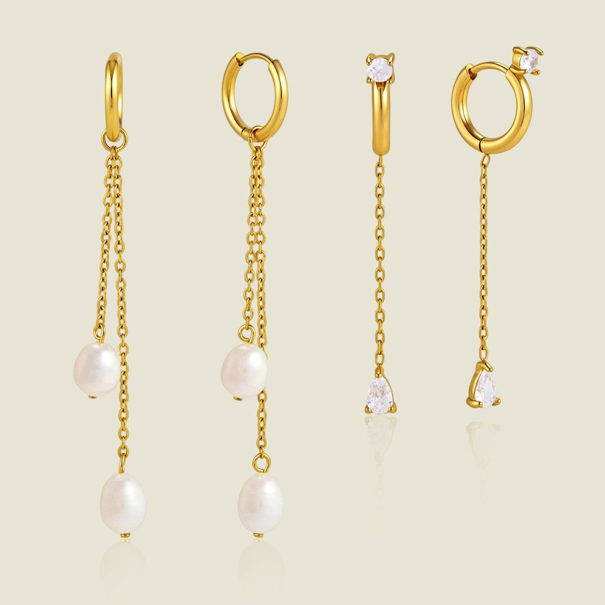 Pearl Chain Drop Earrings Collection