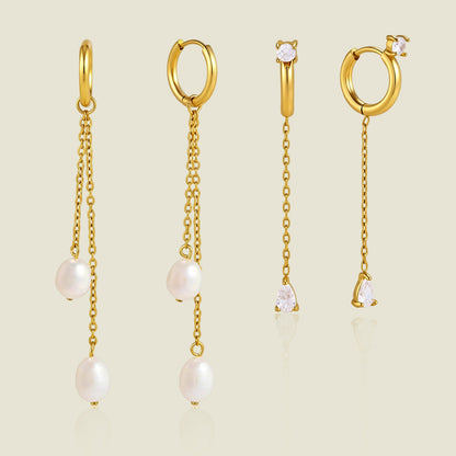 Pearl Chain Drop Earrings Collection