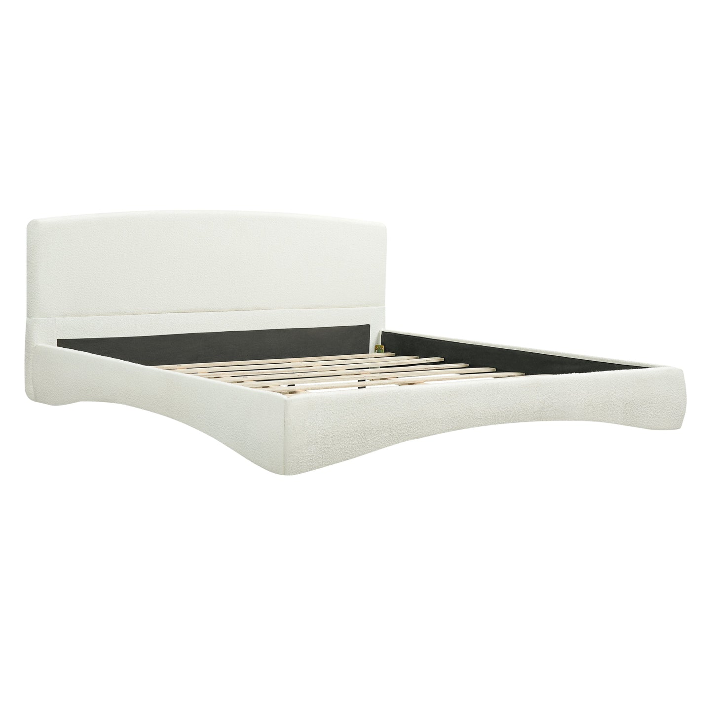 Curved Upholstered Bed with Smart Ambient Lighting