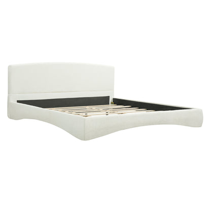 Curved Upholstered Bed with Smart Ambient Lighting