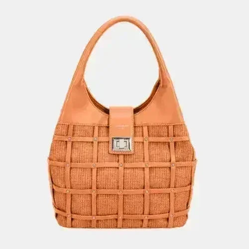 David Jones Rivet Handbag – Edgy PU Leather Medium Tote | Femstylo