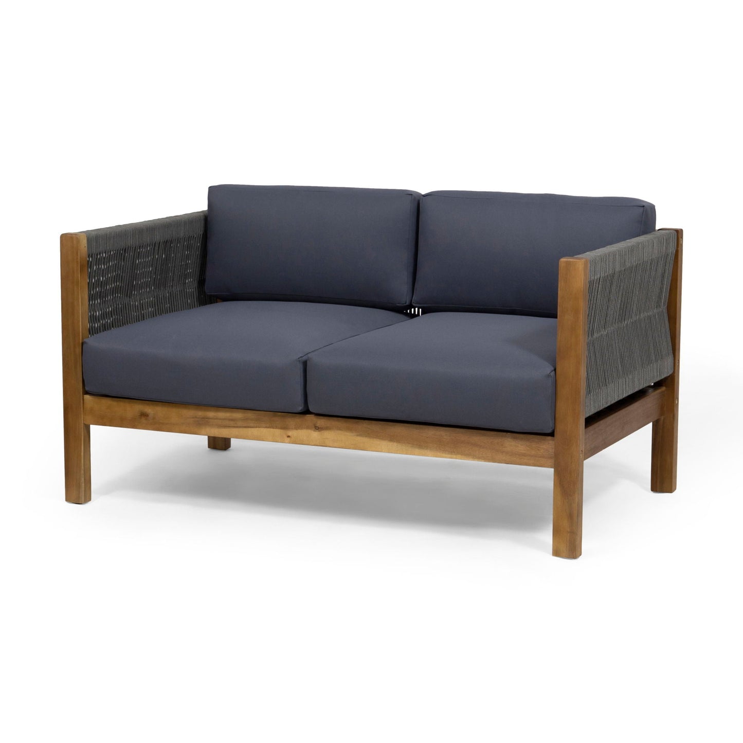 Charlotte Outdoor And Rope 4 Seater Chat Set With Cushions - Teak