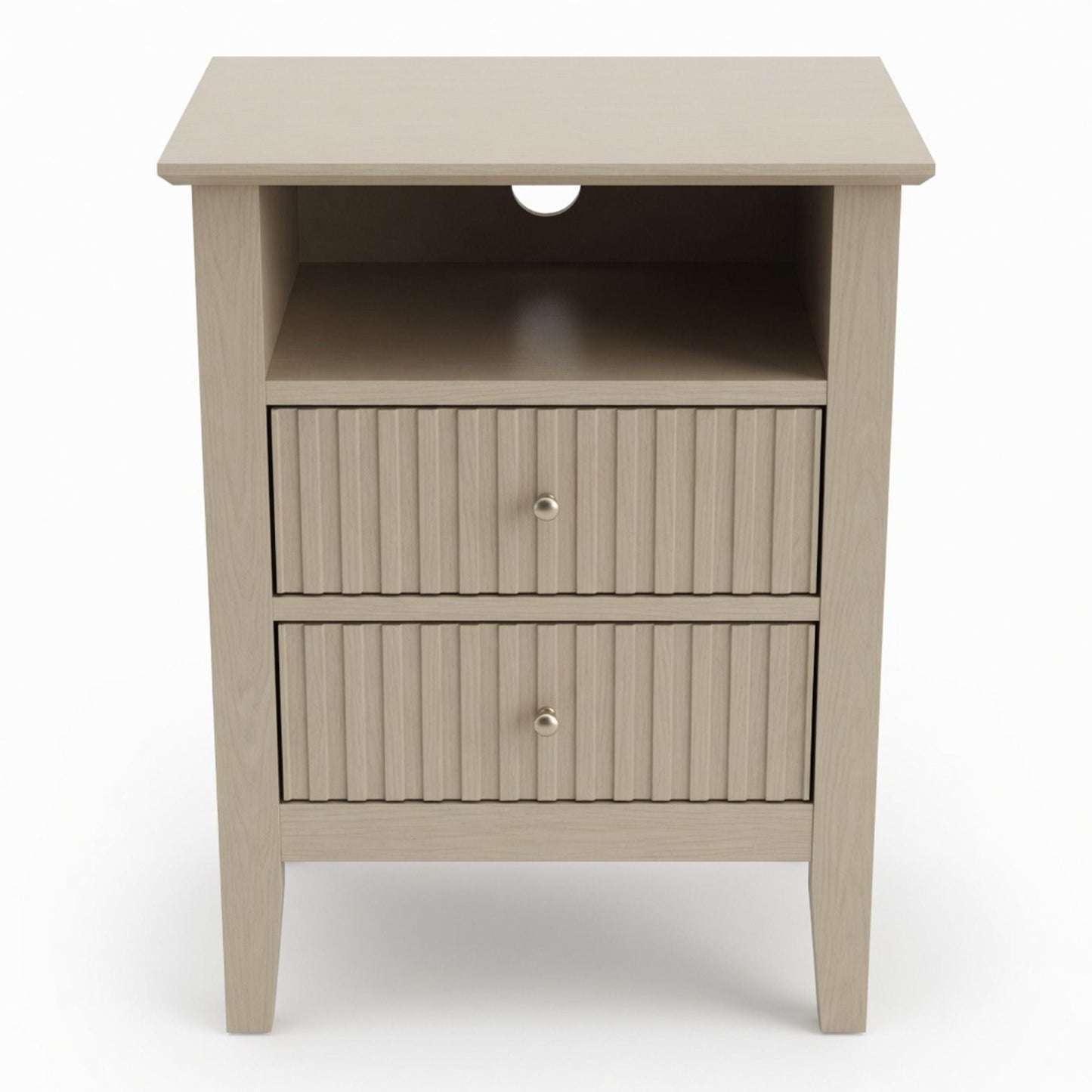 Fluted Nightstand With 2 Drawers