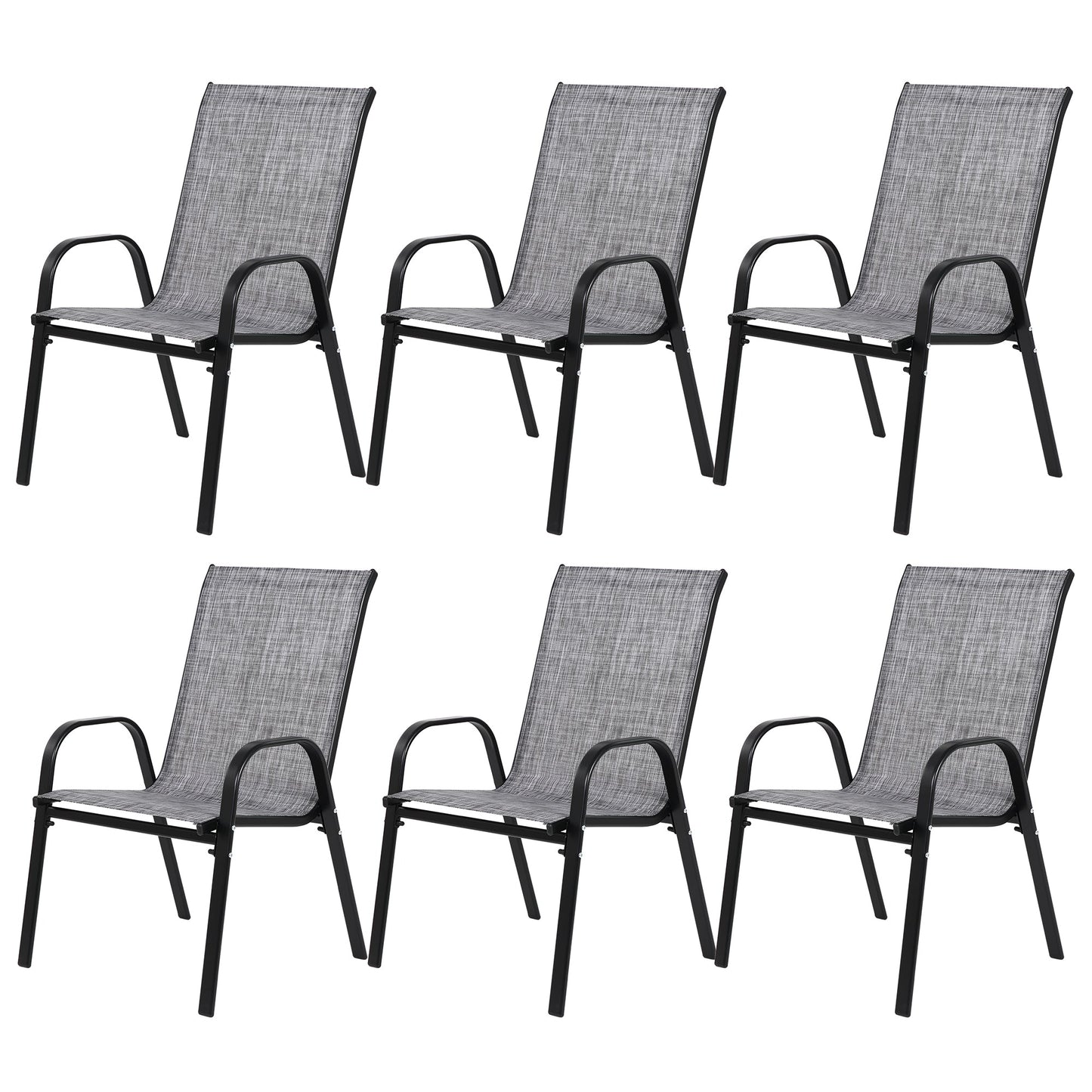 6 Piece Patio Chairs With Breathable Textilene Fabric