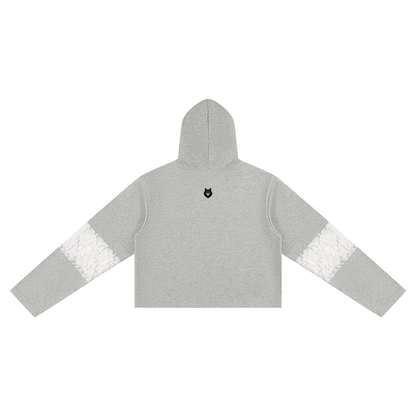 Loki & Ivy Women’s Cropped Lace-Panel Hoodie