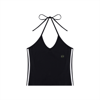 Loki & Ivy Women's Color Block Halter Crop Tank Top