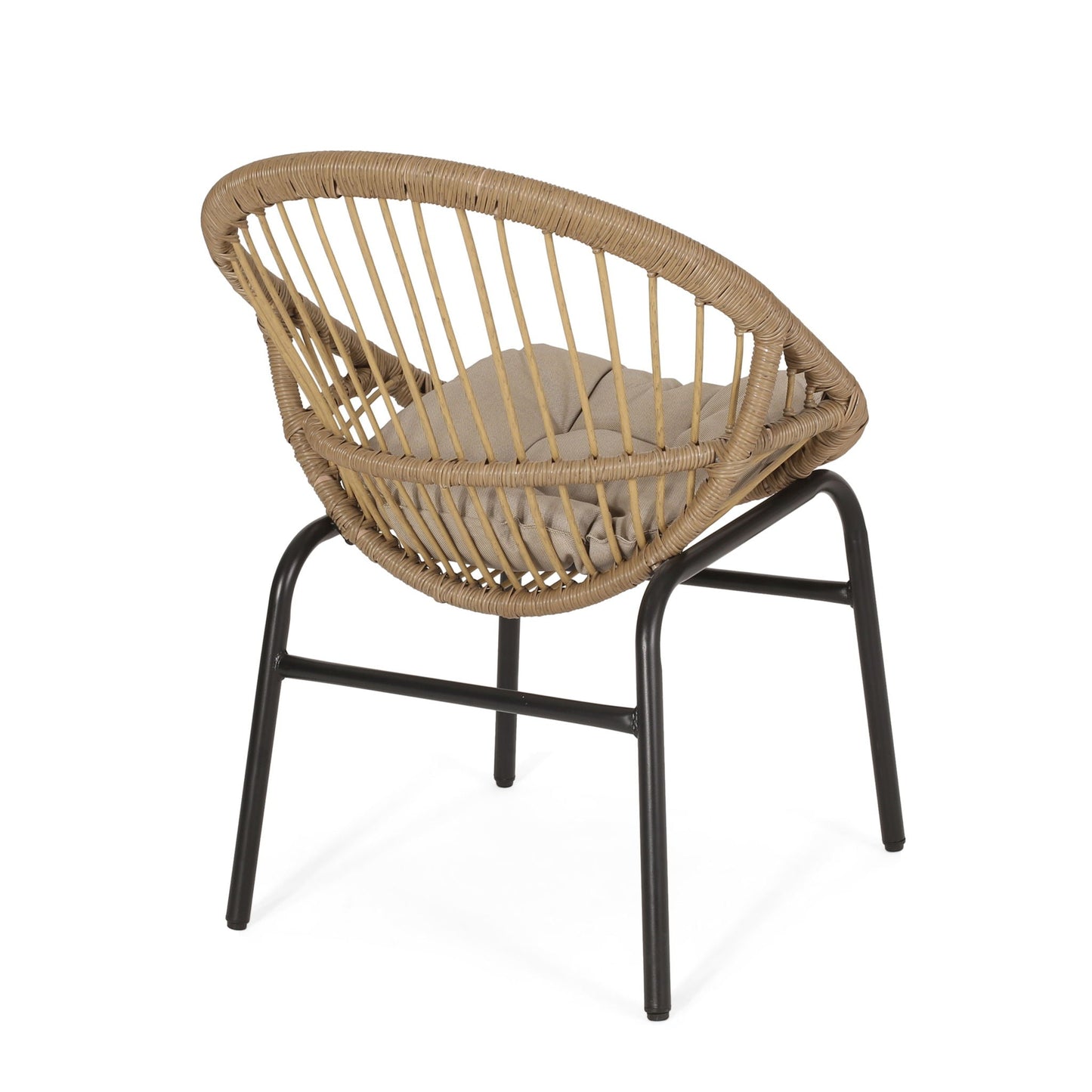 Outdoor Accent Chair With Curved Back And Basket Frame (Set of 2) - Light Brown / Beige