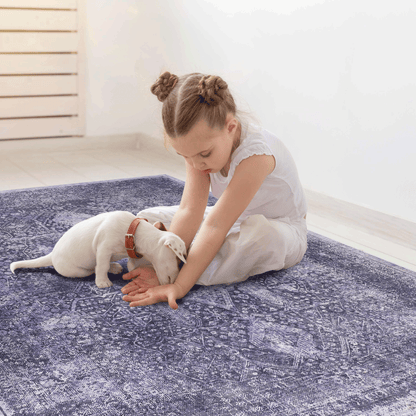 MAVAL Anthracite Washable Rug 3x5 Area Rug