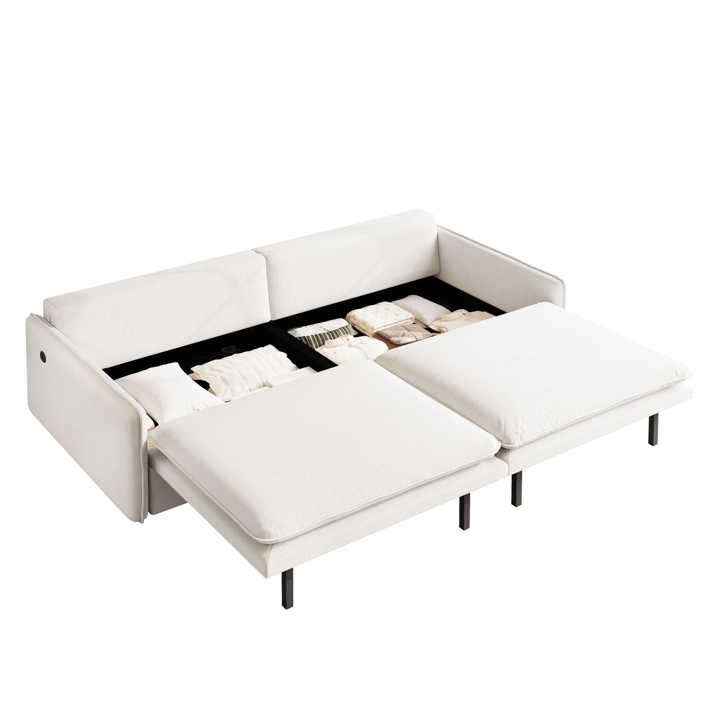 4 Seat Convertible Sleeper Sofa Bed, Modern With Storage