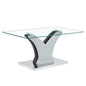 Artistic Rectangular Coffee Table With Tempered Glass Countertop