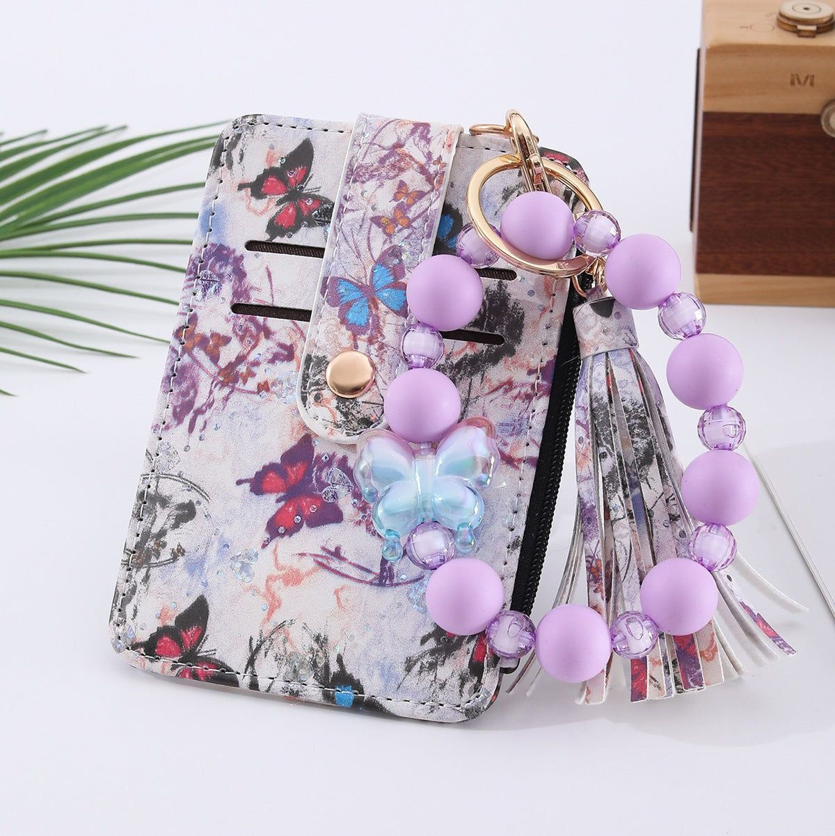 Multi-card Slot Zippered Coin Purse With A Tassel Charm